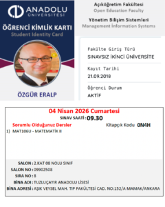 özgür eralp AÖF yönetim bilişim sistemleri