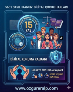 5651 sayılı kanun kapsamında sosyal medyada 15 yaş sınırı ve yaş doğrulama dönemi infografiği.